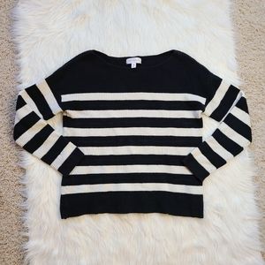 POPSUGAR Striped Knit Sweater Black and White
